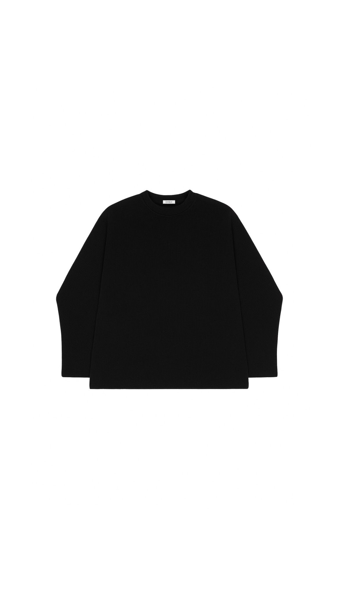 Waffle knit long sleeve | Black/White