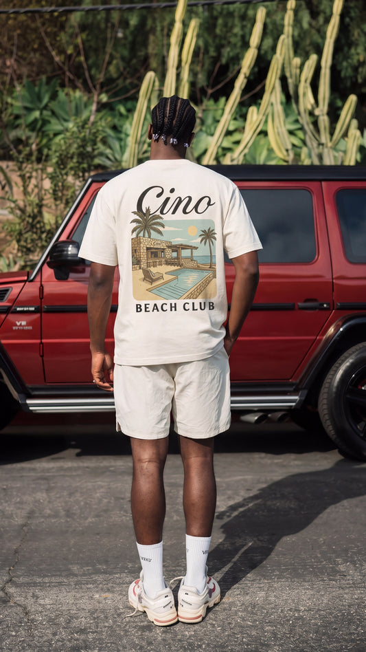 Beach Club T-Shirt | White/Beige