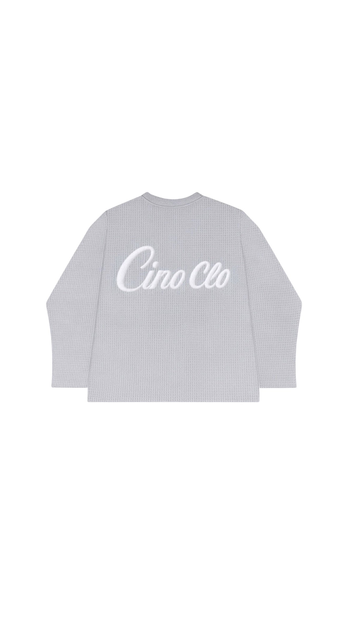 Waffle knit long sleeve | Light Grey/White