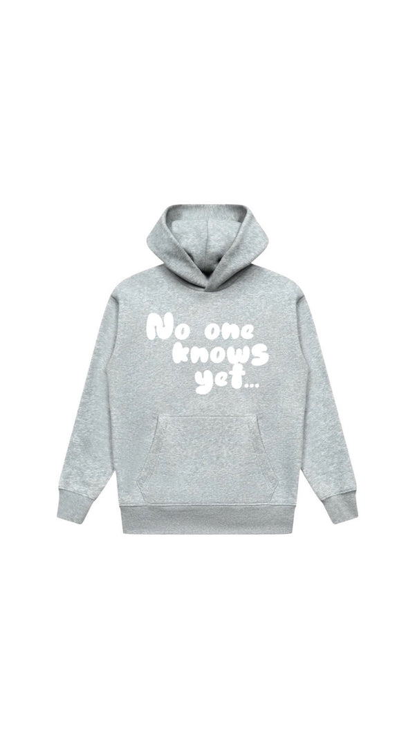 No One Knows Yet Hoodie | Grey/White