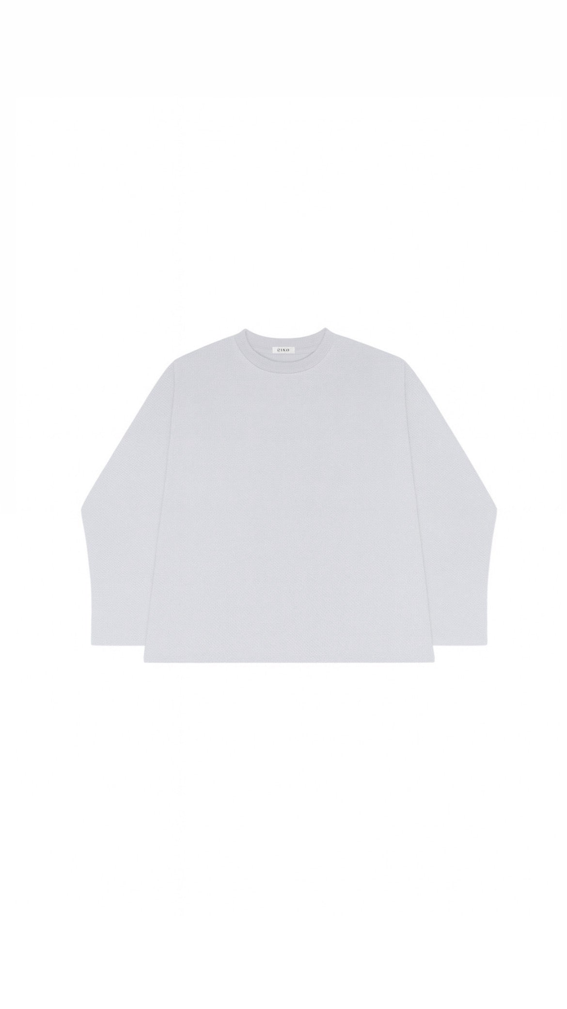 Waffle knit long sleeve | Light Grey/White